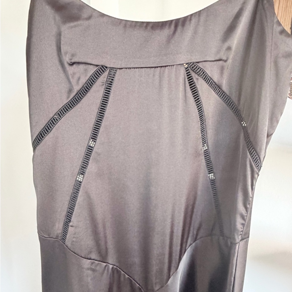 Commense Lace Up Back Satin Maxi Dress  Black  Extra Small  New With Tags - Picture 7 of 10